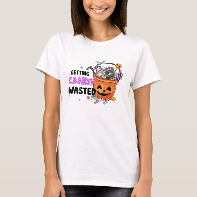 Getting Candy Wasted – Jack-o'-Lantern Basket T-Shirt (Front)