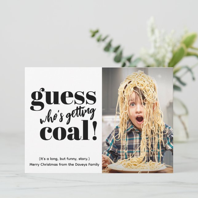 Getting Coal Funny Photo Christmas Card (Standing Front)