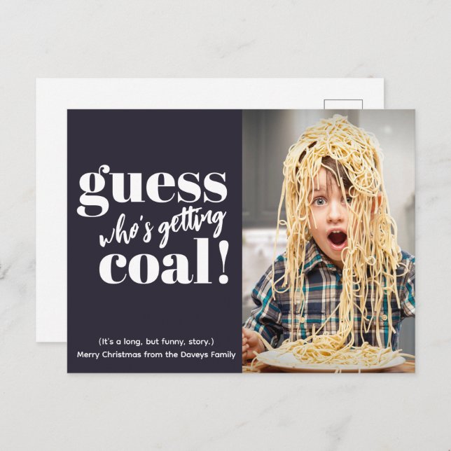 Getting Coal Funny Photo Christmas Holiday Postcard (Front/Back)