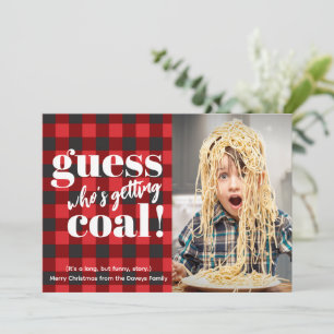 Getting Coal Plaid Funny Photo Christmas Holiday Card