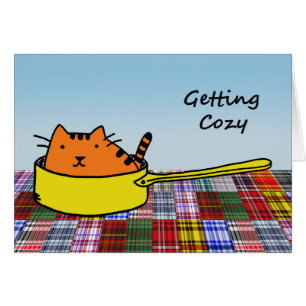 Getting Cosy, Orange Cat in Yellow Pan