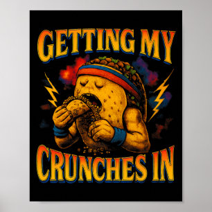 Getting crunches in gym workout funny taco premium poster