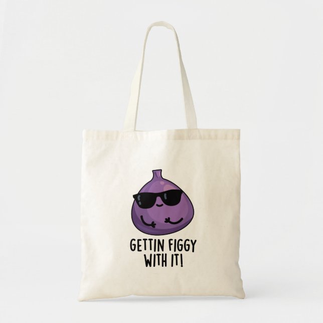 Getting Figgy With It Cute Fruit Fig Pun Tote Bag (Front)