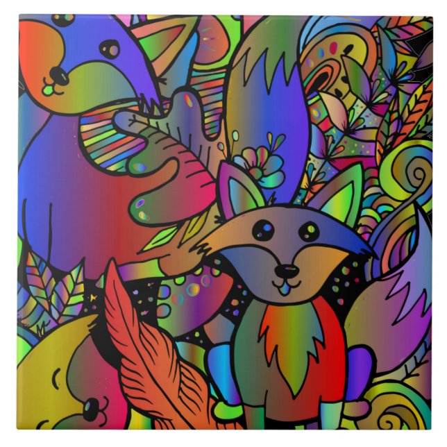 Getting Foxy  Ceramic Tile (Front)