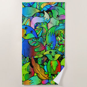 Getting Foxy Green Beach Towel