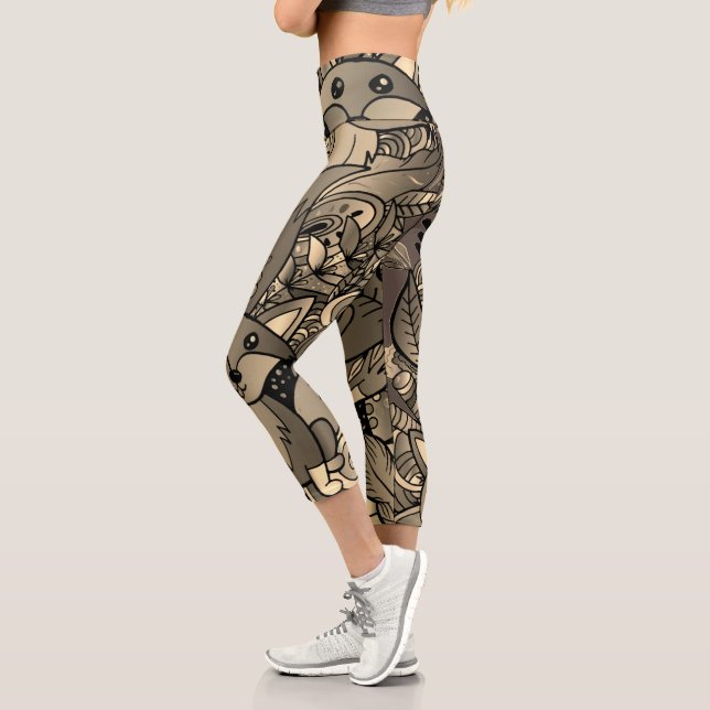 Getting Foxy Sepia Tone Capri Leggings (Left)