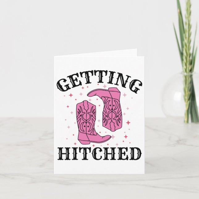 Getting Hitched Bride Groom Wedding Bachelorette P Card (Front)