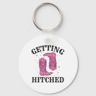 Getting Hitched Bride Groom Wedding Bachelorette P Key Ring