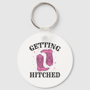 Getting Hitched Bride Groom Wedding Bachelorette P Key Ring