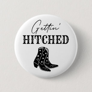Getting Hitched Bride Western Bachelorette Party 6 Cm Round Badge