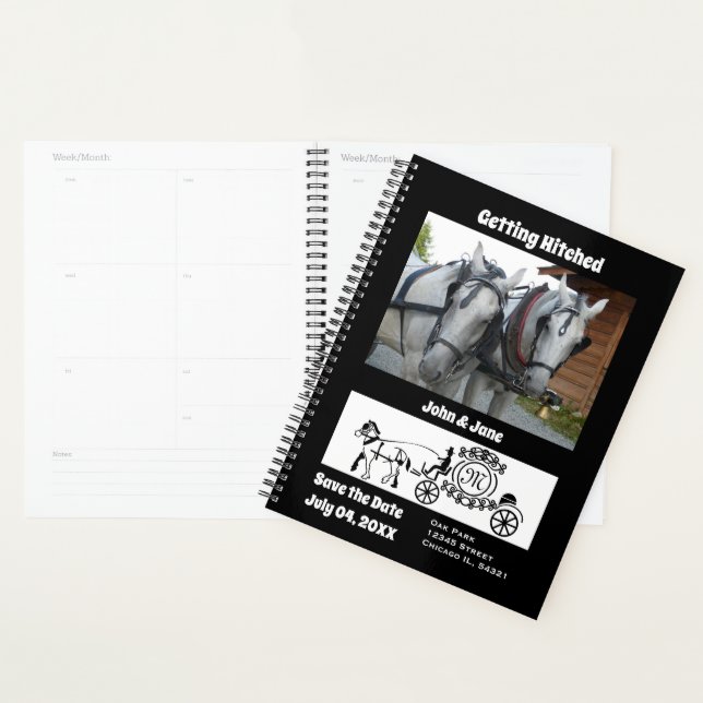 Getting Hitched Horse Wagon Photo Monogram Planner (Display)