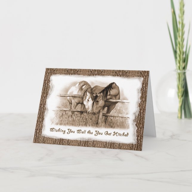 Getting HItched: Horses: Wedding Congratulations Card (Front)