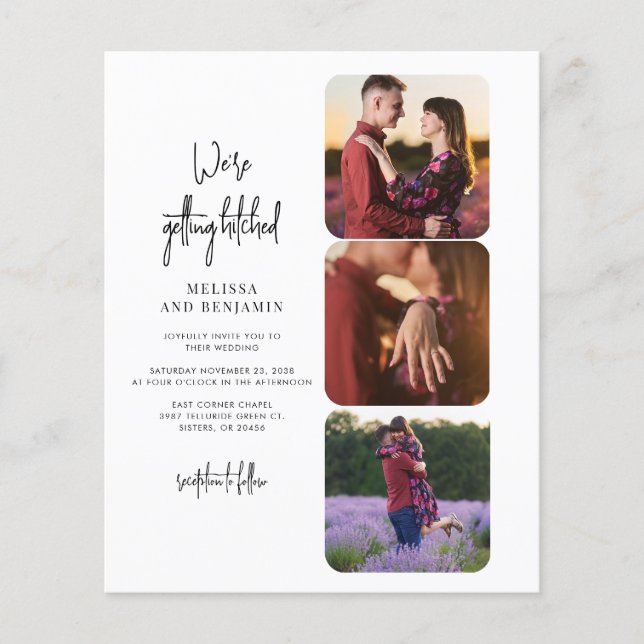 Getting Hitched Photo Collage Wedding Invitation (Front)