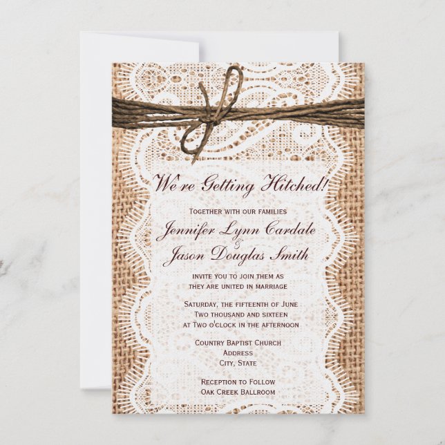 Getting Hitched Rustic Country Wedding Invitations (Front)