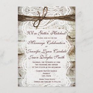 Getting Hitched Rustic Country Wedding Invitations
