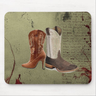 getting hitched western cowboy boots wedding mouse pad