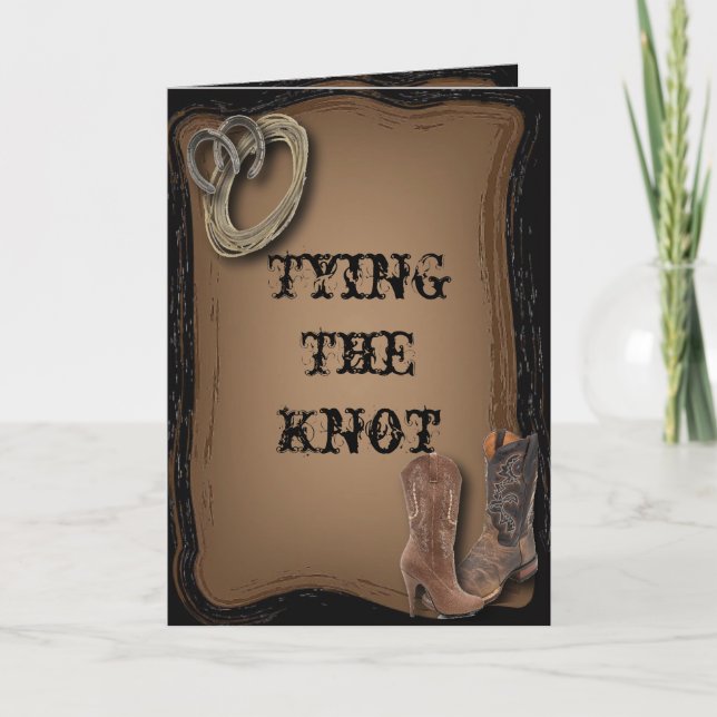 getting hitched western cowboy boots wedding thank you card (Front)
