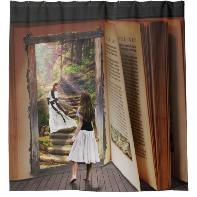 Getting Lost in imagination while reading book Shower Curtain (Front)