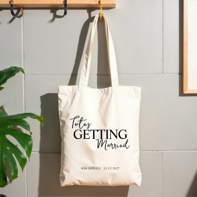 Getting Married Bride To Be Gifts | Bride Name Tote Bag (Totes getting married bride to be name with date tote bag)