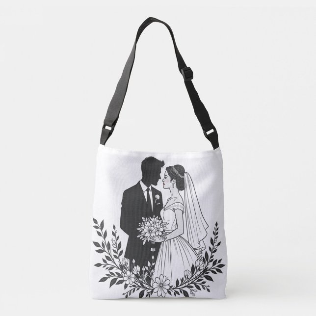 Getting Married  Crossbody Bag (Front of Tote Bag Wedding Couple Silhouette!)