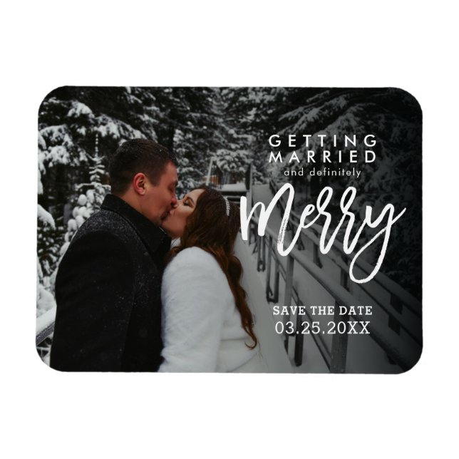 Getting Married & Definitely Merry Save The Date  Magnet (Horizontal)