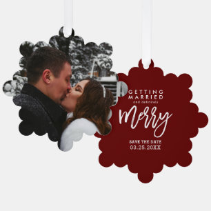 Getting Married Definitely Merry Save The Date Tree Decoration Card