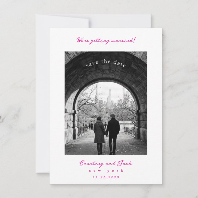 Getting married Fuchsia Save The Date (Front)
