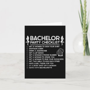 Getting Married Groom Funny Bachelor Checklist Par Card