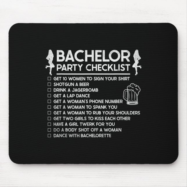 Getting Married Groom Funny Bachelor Checklist Par Mouse Pad (Front)