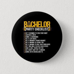 Getting Married Groom Funny Bachelor Party Checkli 6 Cm Round Badge