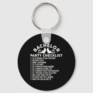 Getting Married Groom Funny Bachelor Party Checkli Key Ring