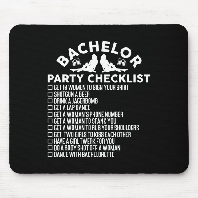 Getting Married Groom Funny Bachelor Party Checkli Mouse Pad (Front)