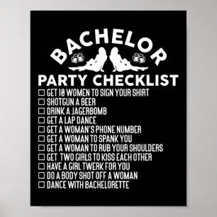 Getting Married Groom Funny Bachelor Party Checkli Poster
