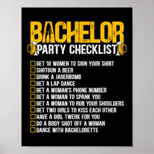 Getting Married Groom Funny Bachelor Party Checkli Poster