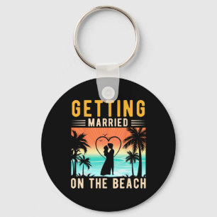 Getting Married On The Beach Bride And Groom Bache Key Ring