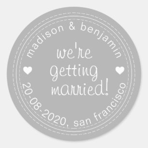 Getting Married Save the Date Grey Envelope Seal
