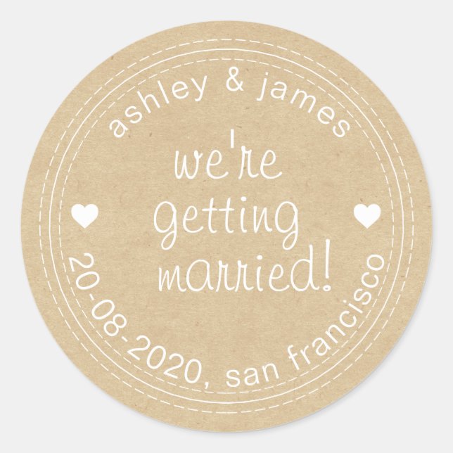 Getting Married Save the Date Kraft Envelope Seal (Front)