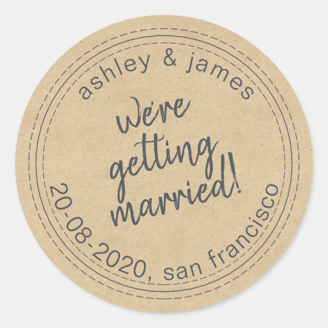 Getting Married Save the Date Kraft Envelope Seal (Front)