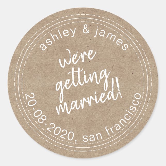 Getting Married Save the Date Kraft Envelope Seal (Front)