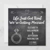 Getting Married Wedding Ring  Modern Chalkboard