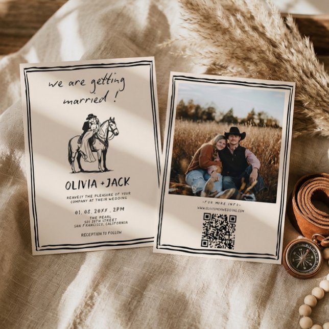 Getting Married western Photo QR Code Wedding Invitation (Creator Uploaded)