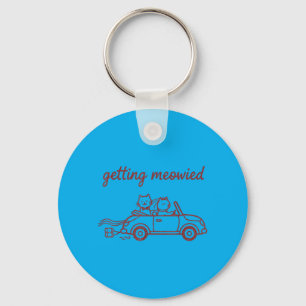 Getting Meowied Cat Wedding Bride Groom Funny Key Ring