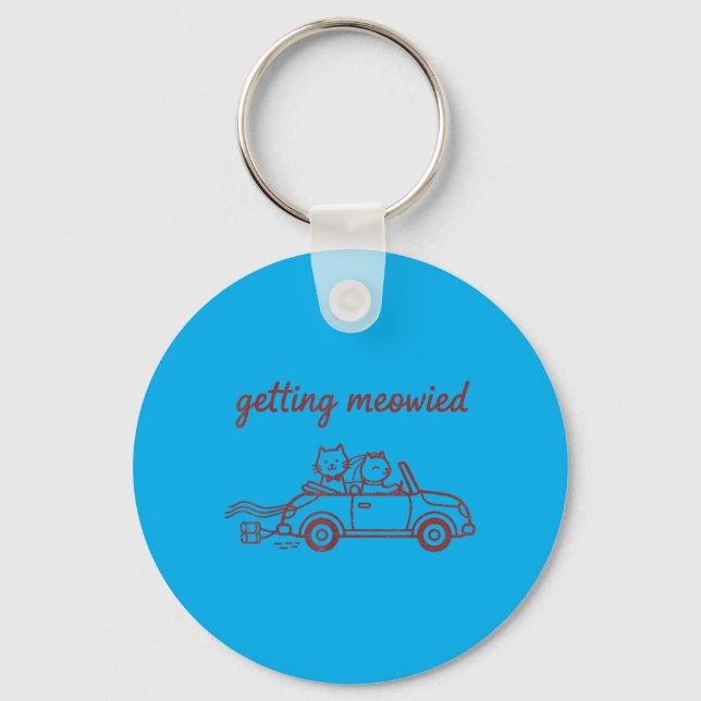 Getting Meowied Cat Wedding Bride Groom Funny Key Ring (Front)