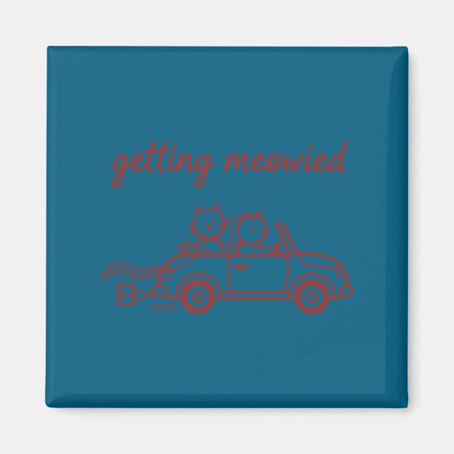 Getting meowied cat wedding bride groom funny long magnet (Front)