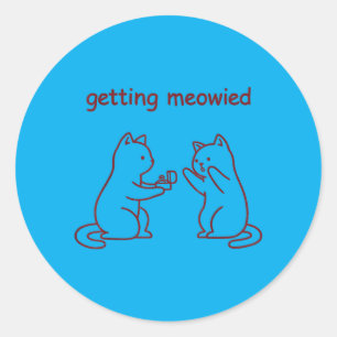 Getting Meowied Cat Wedding Engagement Proposal Classic Round Sticker