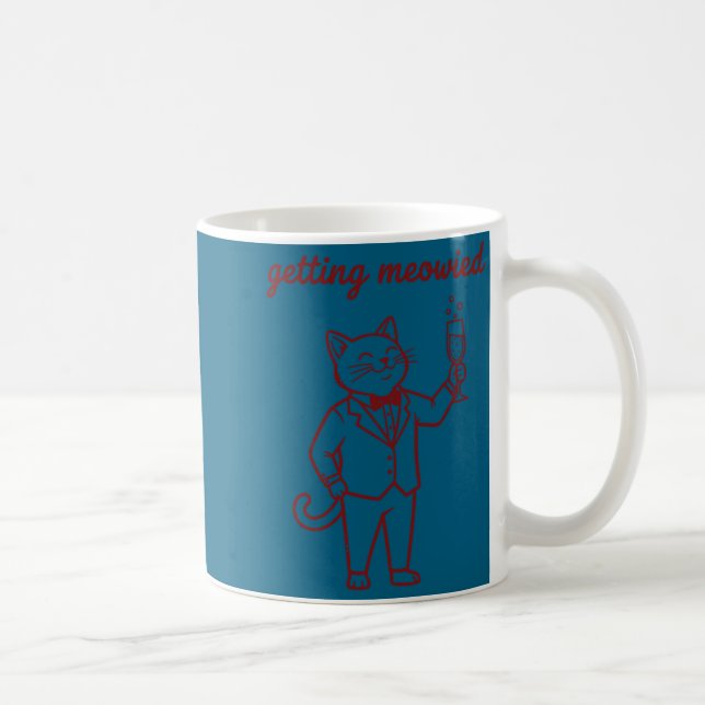 Getting meowied funny cat wedding bride groom long coffee mug (Right)