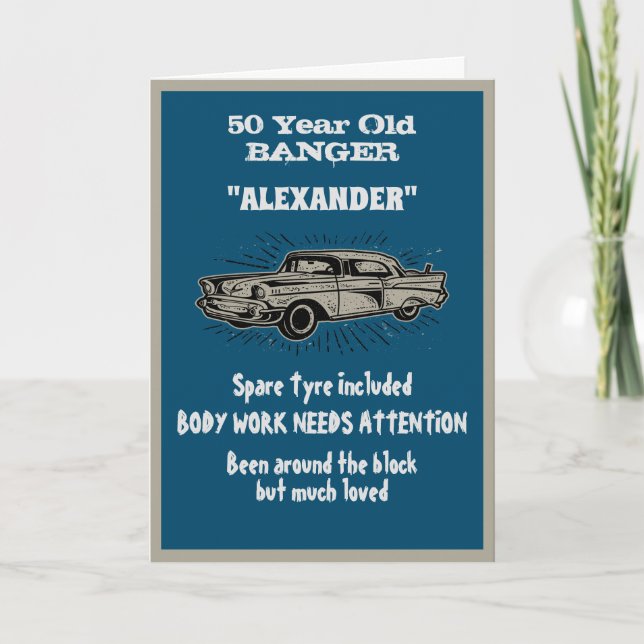 Getting Old 50th Birthday Joke Vintage Car Funny Card (Front)