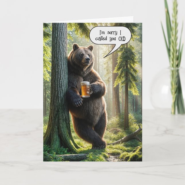 Getting Old Birthday Bear With Beer Card (Front)