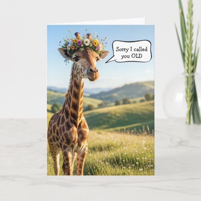 Getting Old Birthday Giraffe Humor Card (Front)