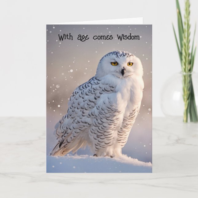 Getting Older Birthday Snowy Owl Card (Front)